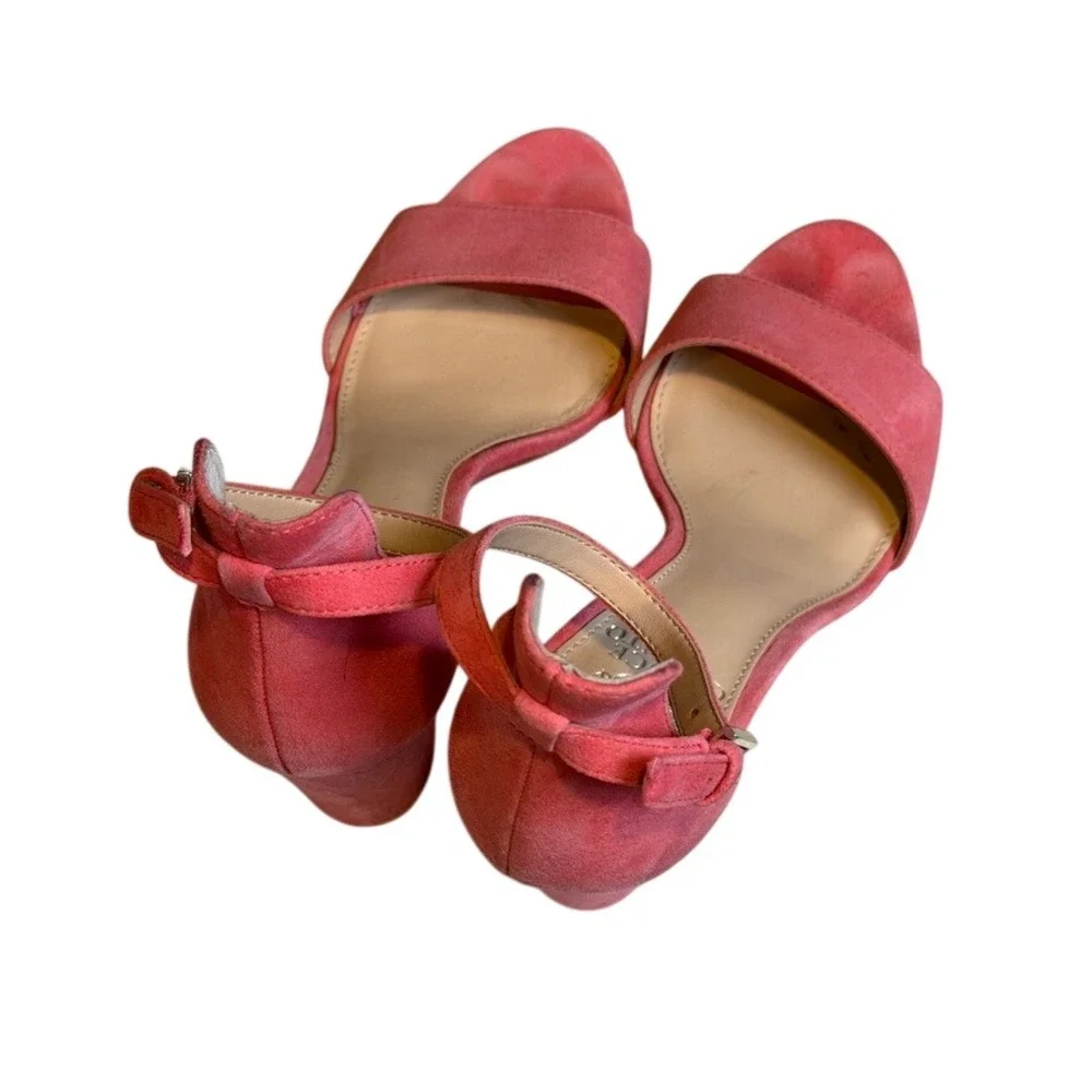 Vince Camuto Pink Heels Block Sandal Suede Strap Dressy Summer Formal Barbiecore - Picture 5 of 8